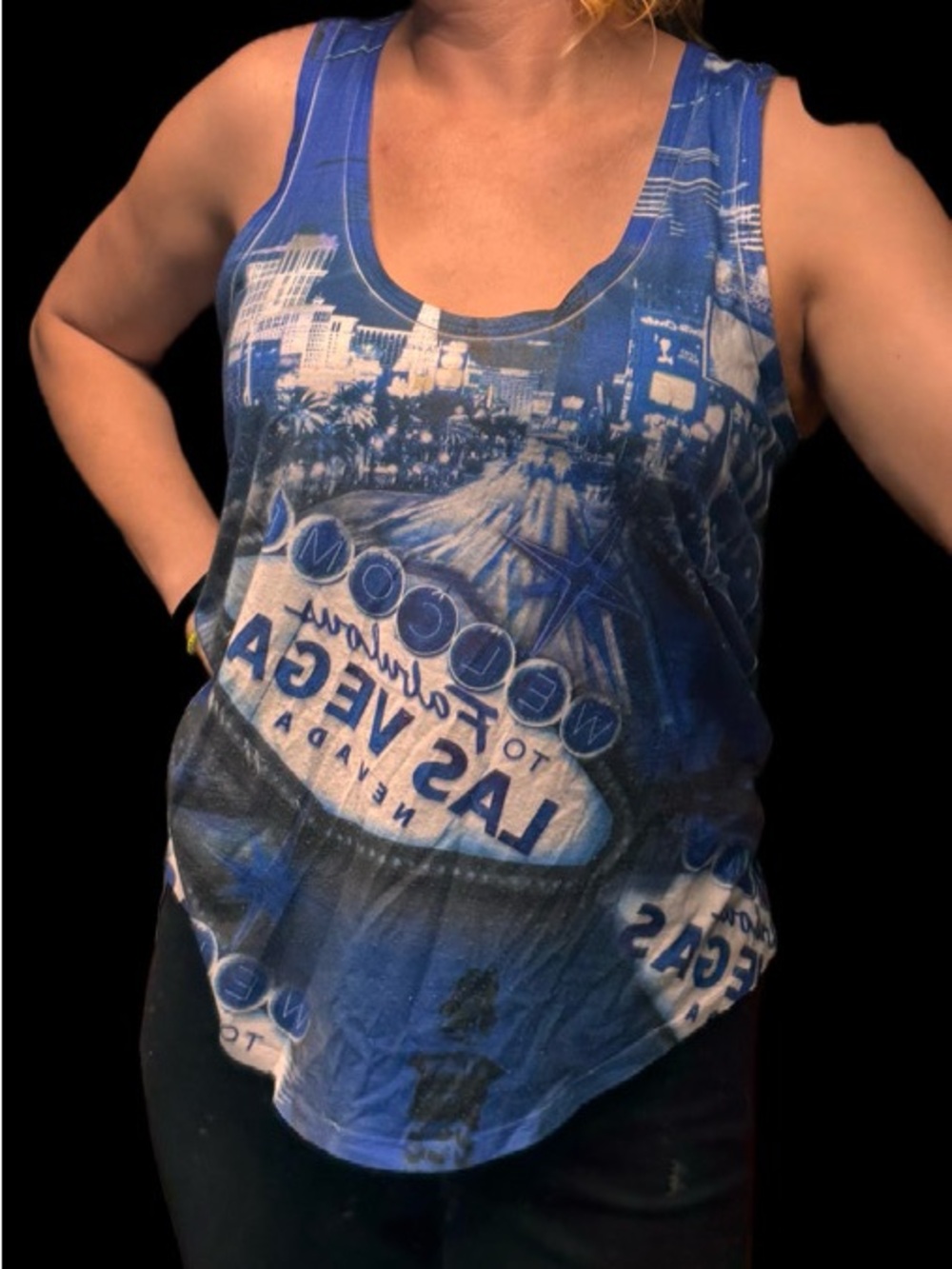 YMI Blue Las Vegas Graphic Tank Top